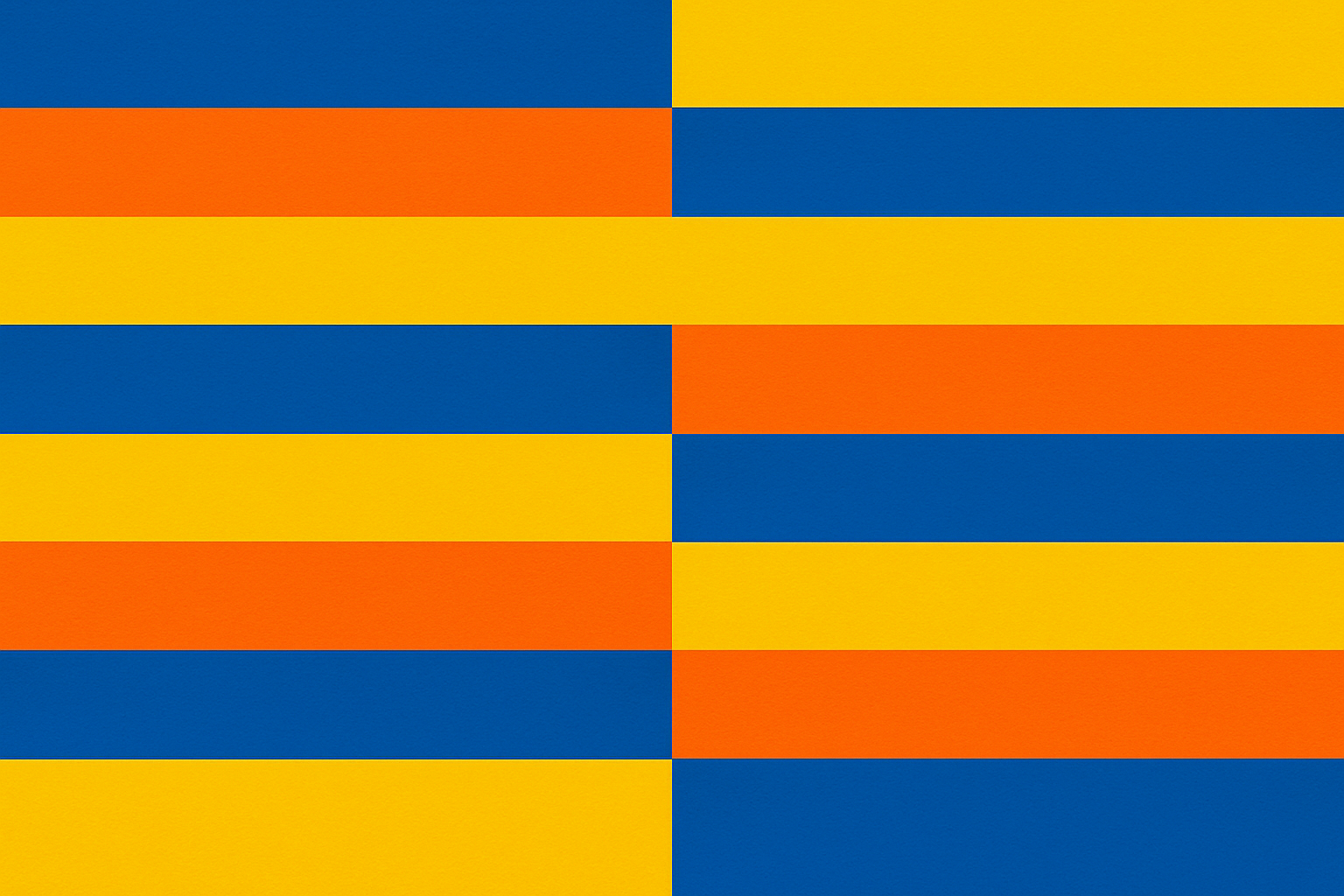 blue, orange, and yellow horizontal blocks